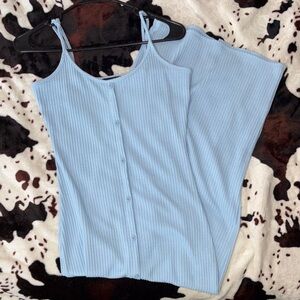 Streetwear Society Sky Blue Ribbed Midi Dress